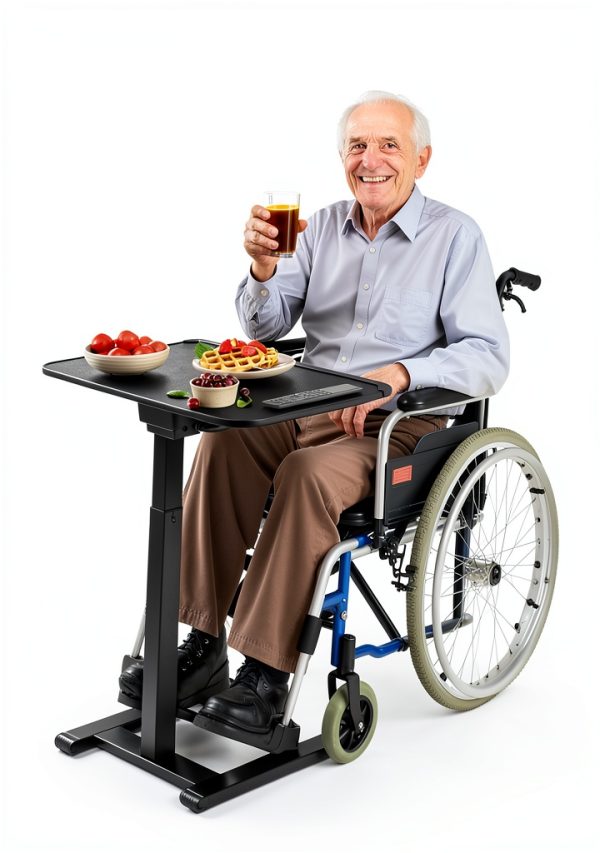 SAIJI Mobile TV Tray Table with Rolling Wheels-1
