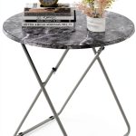 Fleecy Day Round Folding TV Tray Aluminum Marble-0