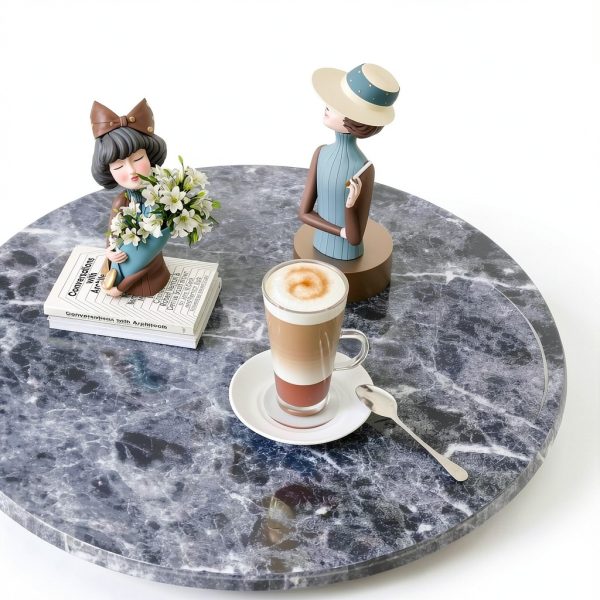 Fleecy Day Round Folding TV Tray Aluminum Marble-2