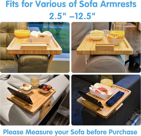 Bamboo Sofa Tray NAVREX Modern Armrest Table-4