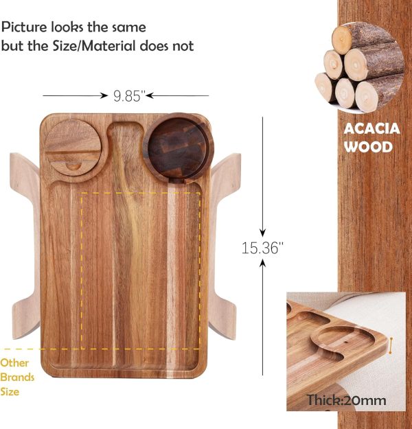 Acacia Wood Couch Arm Tray Table by Nnewvante-5