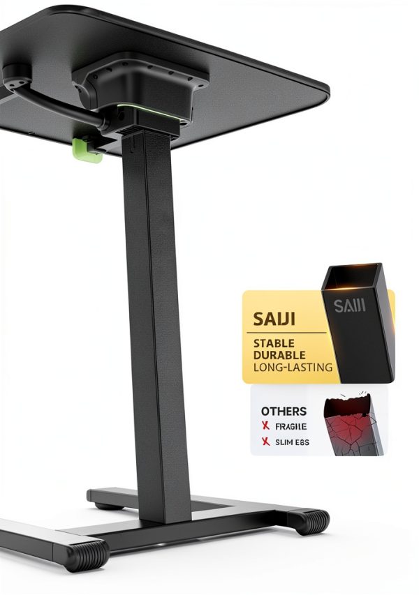 SAIJI Mobile TV Tray Table with Rolling Wheels-4