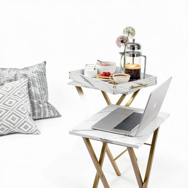 Rustic Brown Folding Tray Table by HMFOR Home Decor-1