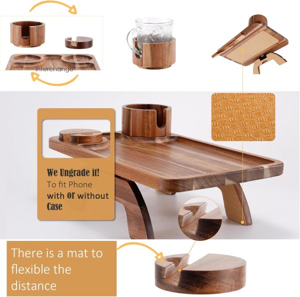 Acacia Wood Couch Arm Tray Table by Nnewvante-6