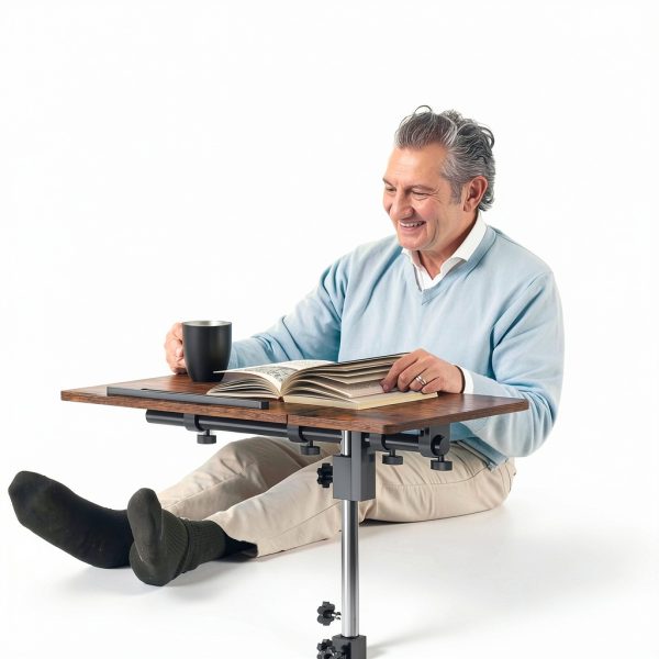iABIFO Rustic Brown C‑Shape Laptop Stand-5
