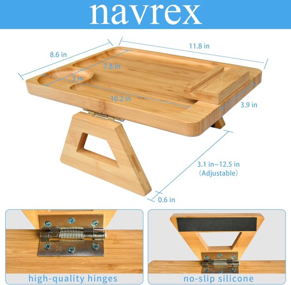 Bamboo Sofa Tray NAVREX Modern Armrest Table-3