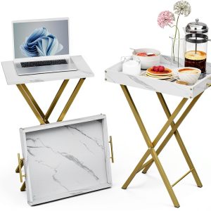 Rustic Brown Folding Tray Table by HMFOR Home Decor-0