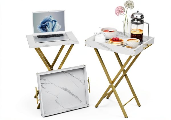 Rustic Brown Folding Tray Table by HMFOR Home Decor-0