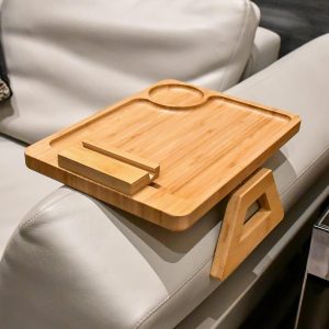 Bamboo Sofa Tray NAVREX Modern Armrest Table-0