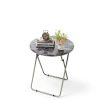 Fleecy Day Round Folding TV Tray Aluminum Marble-5