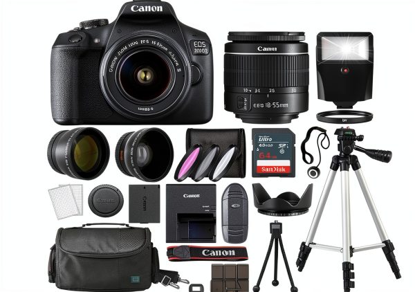 Canon EOS 2000D DSLR Camera 24.1MP with 18-55mm Lens, 64GB Card &-0