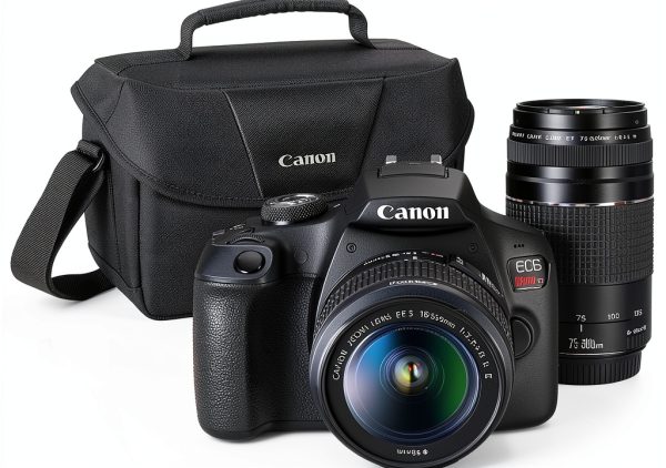 Canon EOS Rebel T7 Camera with EF 18-55mm & 75-300mm + 64GB SD Card-1