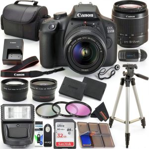 Canon EOS 2000D (Rebel T7) DSLR with 18-55mm Lens 3 Lens Kit and Sunshine Photo Accessories Bundle (Renewed)-0
