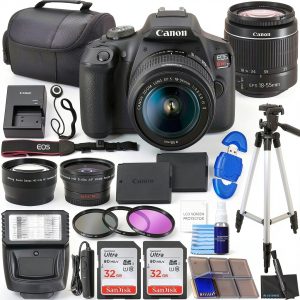 Canon EOS Rebel T7 DSLR Camera Bundle with Canon EF-S 18-55mm f/3.5-5.6 is II Lens + 2X 32GB Memory Cards + Filters + Preferred Accessory Kit, Black (Renewed)-0