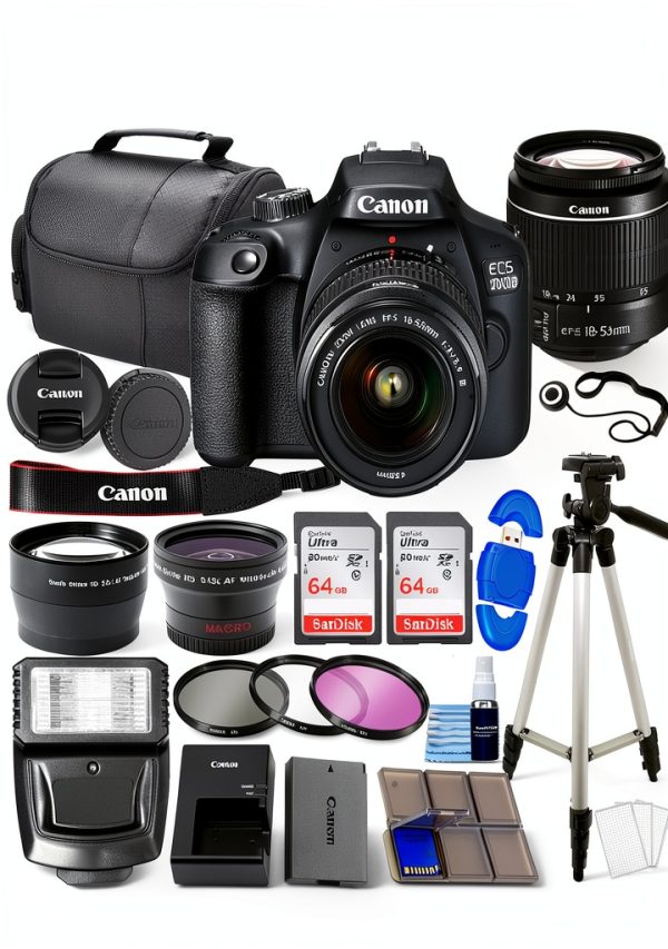 Canon EOS 2000D Camera with 18-55mm Lens Wide‑Angle Telephoto Kit-0
