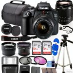 Canon EOS 4000D / Rebel T100 DSLR Camera w/EF-S 18-55mm f/3.5-5.6 Lens 3 Lens Kit Bundled with 128GB Memory + Wide Angle Lens + Telephoto Lens + Flash + More (Renewed) Black-0