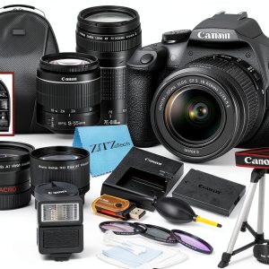 Canon EOS 2000D DSLR Camera with 18-55mm & 75-300mm Lenses, Tripod-0